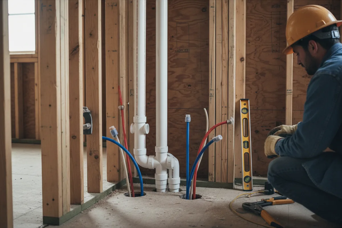 Drain and supply rough-in during Drain Cleaning in Boyers
